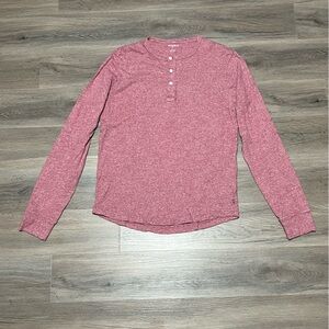 Bonobos Small Henley Shirt Red Slim Fit 100% Cotton Heathered Long Sleeve Button